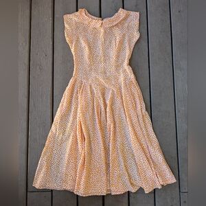 Vintage 80/90s Ms Chaus Orange Drop Waist Midi Dress 6P